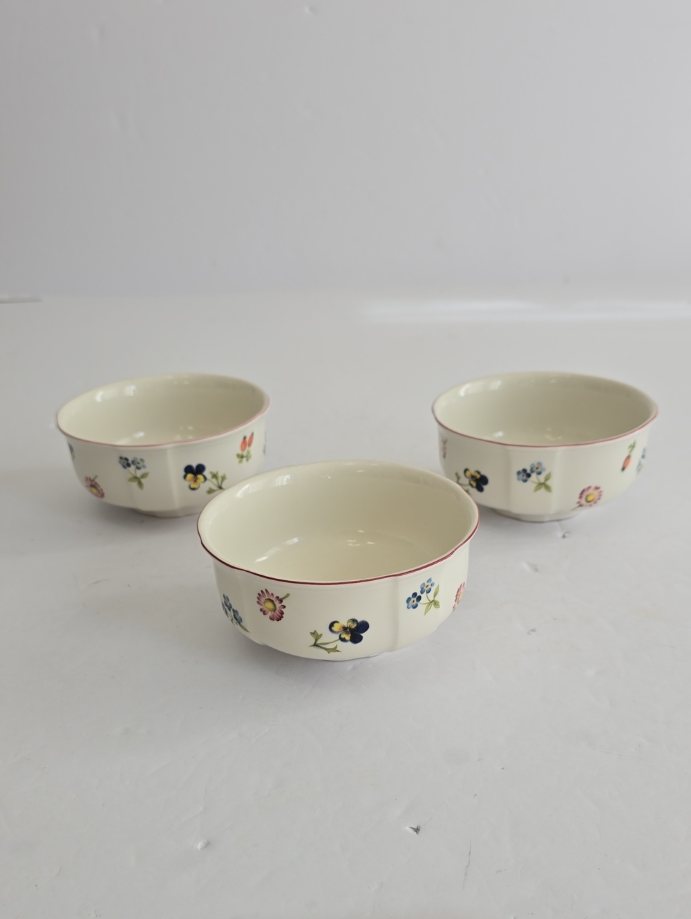 Villeroy & Boch Set Of 3 Petite Fleur Vitro Porcelain Soup Bowls Luxembourg